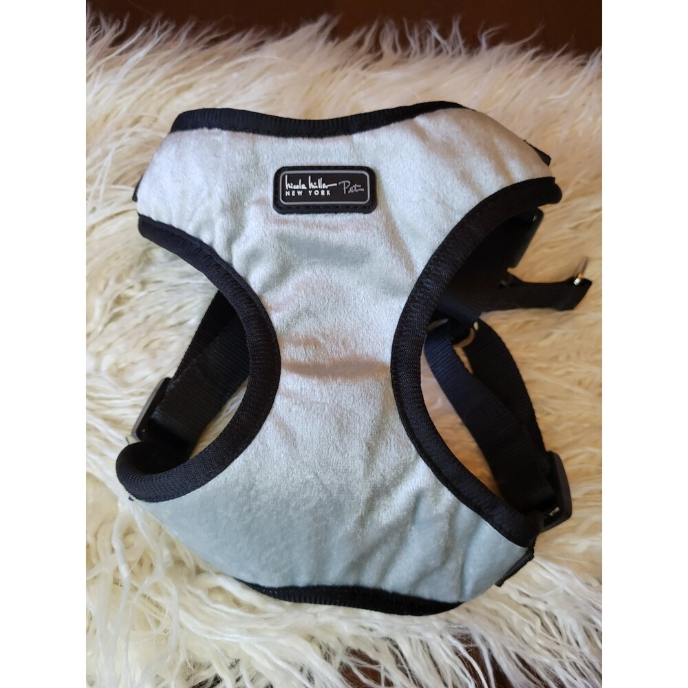 Dog Harness Nicole Miller Pets size Medium New Gray Ice blue fuzzy soft